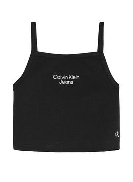 Top Calvin Klein Stacked Logo Negro para Niña