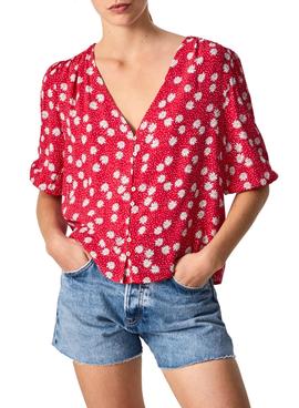 Top Pepe Jeans Lorena Estampado Flores Rojo Mujer