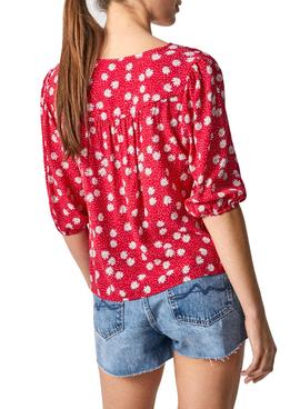 Top Pepe Jeans Lorena Estampado Flores Rojo Mujer