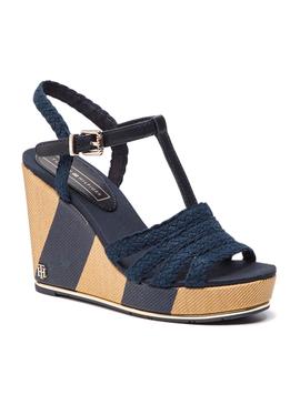 Sandalias Tommy Jeans Wedge Azul Mujer