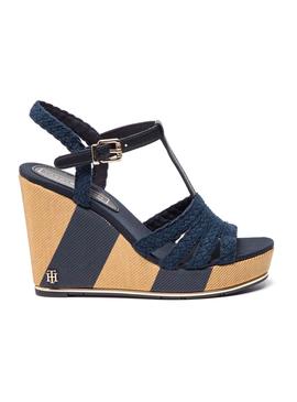 Sandalias Tommy Jeans Wedge Azul Mujer