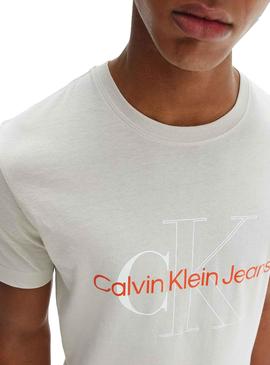 Camiseta Calvin Klein Two Tone Monogram Beige