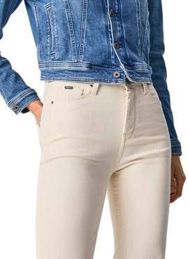 Pantalon Vaquero Pepe Jeans Dion Beige para Mujer