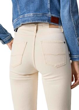Pantalon Vaquero Pepe Jeans Dion Beige para Mujer