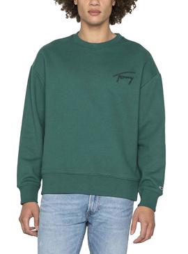 Sudadera Tommy Jeans Signature Crew Verde Hombre