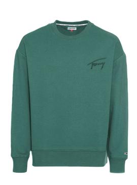 Sudadera Tommy Jeans Signature Crew Verde Hombre