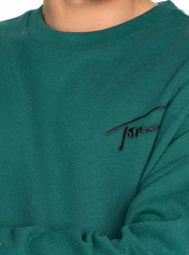 Sudadera Tommy Jeans Signature Crew Verde Hombre