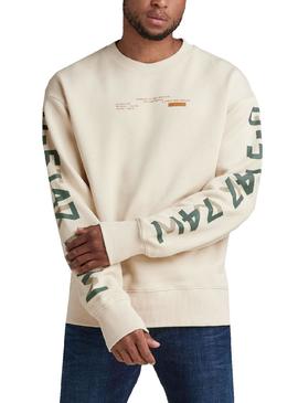 Sudadera G-Star Sleeve Graphics Beige para Hombre