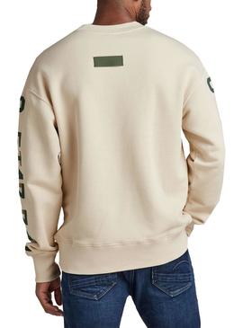 Sudadera G-Star Sleeve Graphics Beige para Hombre