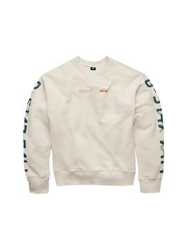 Sudadera G-Star Sleeve Graphics Beige para Hombre