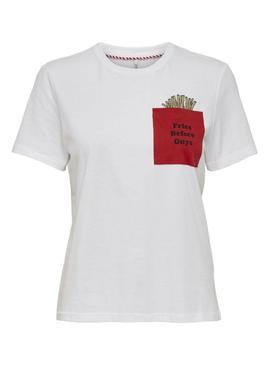 Camiseta Only Polly Fries Blanca para Mujer