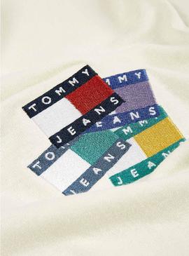 Camiseta Tommy Jeans Badge Overlay Beige Hombre