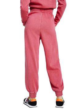 Pantalon Tommy Jeans College Logo Baggy Rosa Mujer