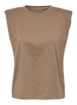 Camiseta Only Amy Padded Marron para Mujer