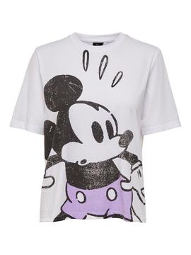 Camiseta Only Mickey Exclamacion Blanca Para Mujer
