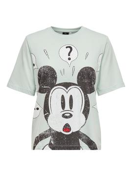 Camiseta Only Mickey Interrogación Verde Mujer