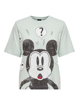 Camiseta Only Mickey Interrogacion Verde Mujer