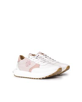 Zapatillas De Piel Mujer Blanco Y Rosa POPA