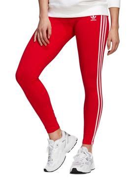 Mallas Adidas Classics 3 Stripes Rojas para Mujer