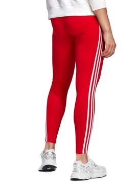 Mallas Adidas Classics 3 Stripes Rojas para Mujer