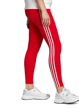 Mallas Adidas Classics 3 Stripes Rojas para Mujer