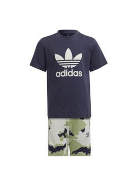 Conjunto Adidas Camiseta y Bermuda Camuflaje Niño