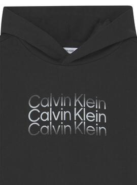 Sudadera Calvin Klein Inst Cut Off Logo Negra Niño