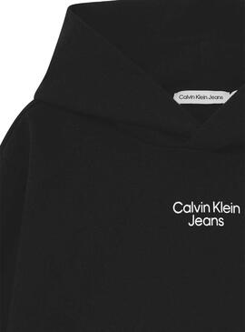Sudadera Calvin Klein Stacket Logo Negra para Niño