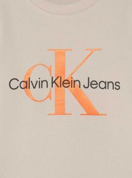 Sudadera Calvin Klein Monogram Logo Beige Kids