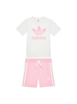 Conjunto Adidas Camiseta y Short Rosa para Niña