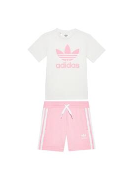 Conjunto Adidas Camiseta y Short Rosa para Niña