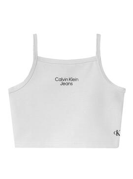 Top Calvin Klein Stacked Logo Blanco para Niña