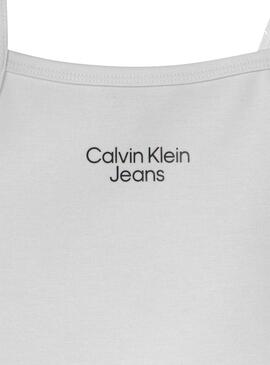 Top Calvin Klein Stacked Logo Blanco para Niña
