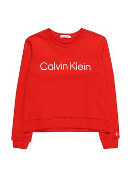 Sudadera Calvin Klein Inst Silver Logo Roja Niña