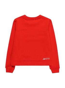 Sudadera Calvin Klein Inst Silver Logo Roja Niña