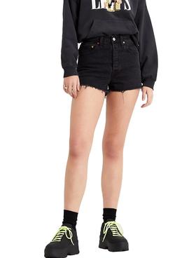 Short Levis Ribcage Negro para Mujer