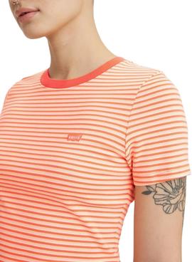 Camiseta Levis Rib Rayas Naranja para Mujer
