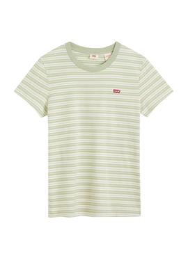 Camiseta Levis Perfect Rayas Verde para Mujer