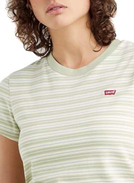 Camiseta Levis Perfect Rayas Verde para Mujer