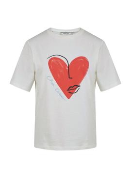 Camiseta Naf Naf Corazon Beige para Mujer
