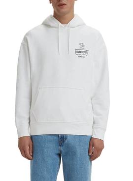 Sudadera Levis Relaxed Graphic Palm Blanca Hombre