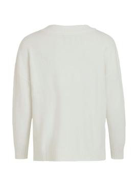 Jersey Vila Ril Oversize Cuello V Blanco Mujer