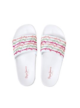 Chanclas Pepe Jeans Slider Colors Blancas Mujer
