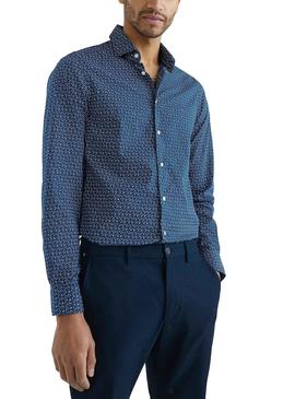 Camisa Tommy Hilfiger Estampada Slim Marino Hombre