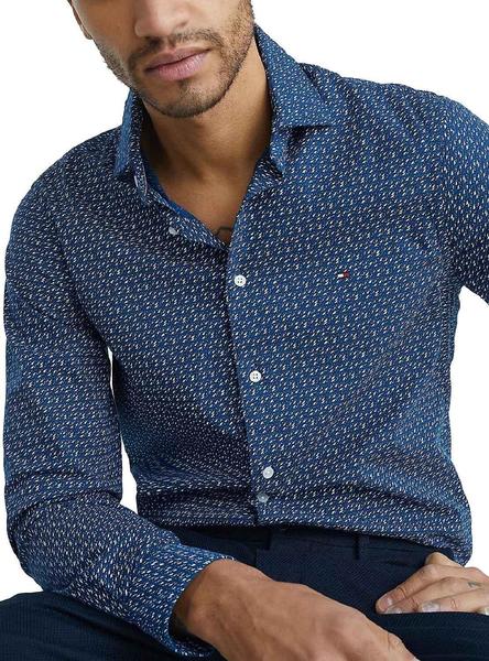 Camisa Tommy Hilfiger Estampada Slim Marino Hombre