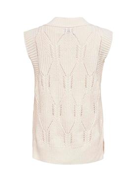 Chaleco Only Lasta Punto Beige para Mujer