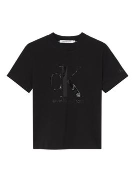 Camiseta Calvin Klein Gel Monogram Negra Mujer