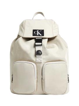 Mochila Calvin Klein City Solapa Beige para Mujer