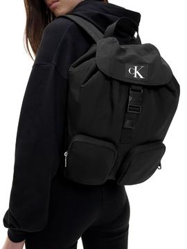 Mochila Calvin Klein City Solapa Negra para Mujer