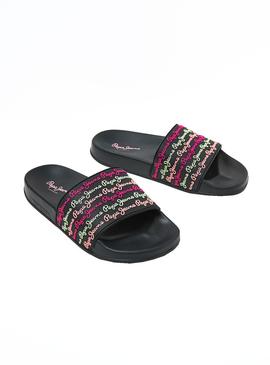 Chanclas Pepe Jeans Slider Colors Negras Mujer